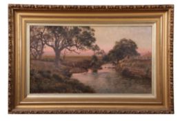 Jan Hendrik Scheltema (1861-1941), Australian river landscape with cattle, oil on canvas, signed