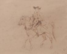 Attributed to Constance Hamilton (18th century), Figures on horseback pair of pen and ink