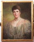 Amy Gianpietri (fl 1867-1883), Head and shoulders portraits of lady and gent pair of pastels, both