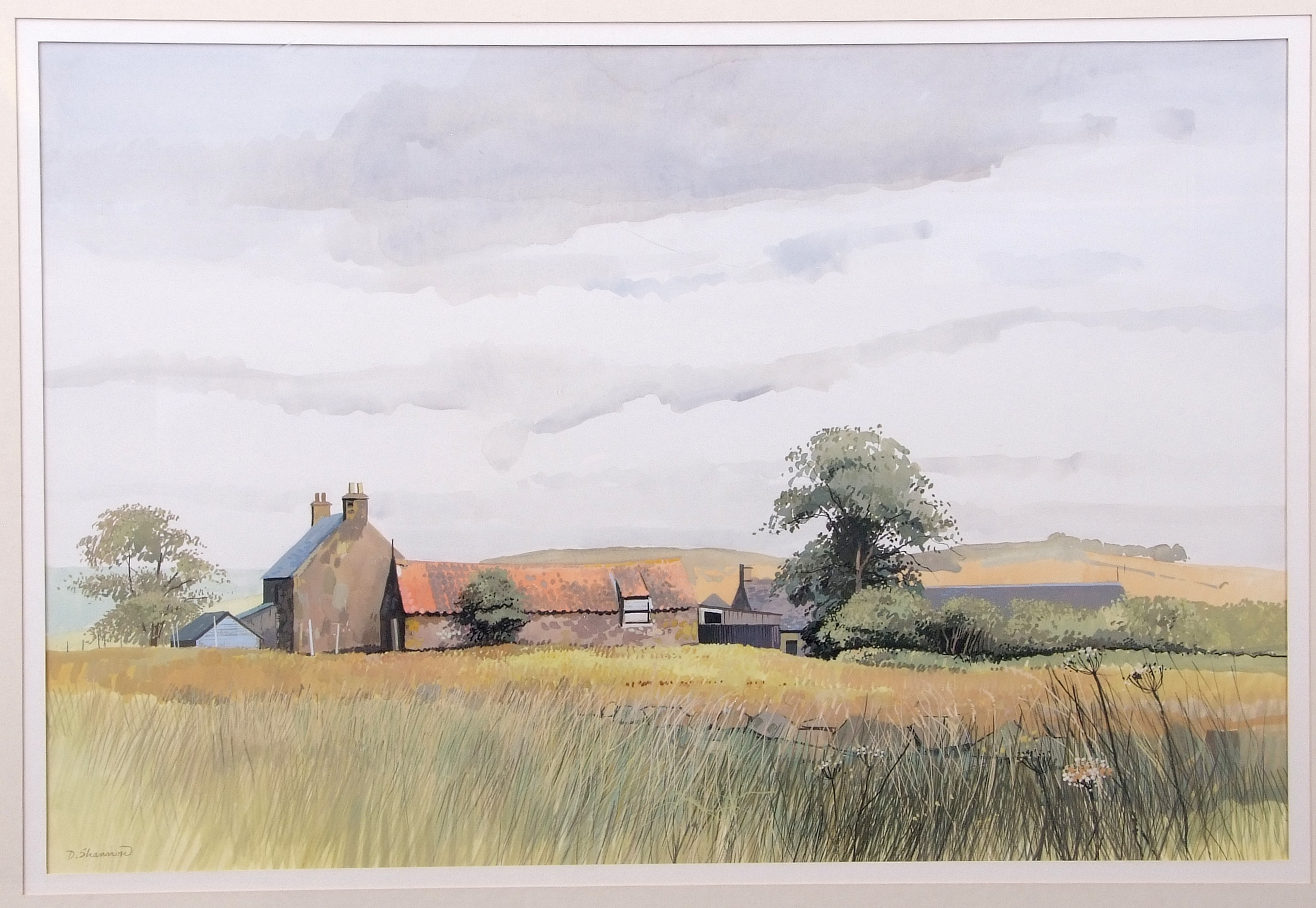AR Donald Shannon (20th century), Farm in landscape, watercolour, signed lower left, 48 x 72cm