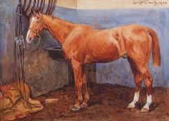 AR Lionel Dalhousie Robertson Edwards (1878-1966), Horse in a stable, watercolour, signed, dated