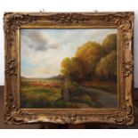 James J Allen (contemporary), River landscape oil on canvas, signed lower left, 62 x 74cm