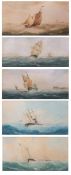 Heery (19th century), Seascapes, group of five watercolours, all signed, assorted sizes (5)