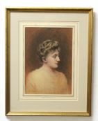 Robert E Morrison (1851-1925), Pre-Raphaelite lady, watercolour, signed lower left, 31 x 21cm