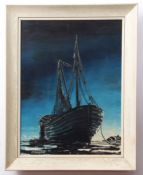 J Passeur (20th century), Moored boat, oil on canvas, signed lower left, 60 x 44cm