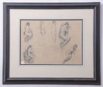British School (20th century), Vignette studies of a female nude, pen and ink drawings, 27 x 38cm