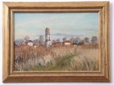 Russian School (20th century), Landscape studies, group of three oils with varying signatures
