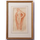 Modern British School (20th century), Full length female nude, rouge drawing, 32 x 18cm