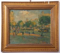 French School (20th century), Impressionist Parisian view, oil on panel, indistinctly signed lower