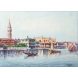 Italian School, 20th century Venetian view, watercolour, indistinctly signed lower right, 28 x 38cm