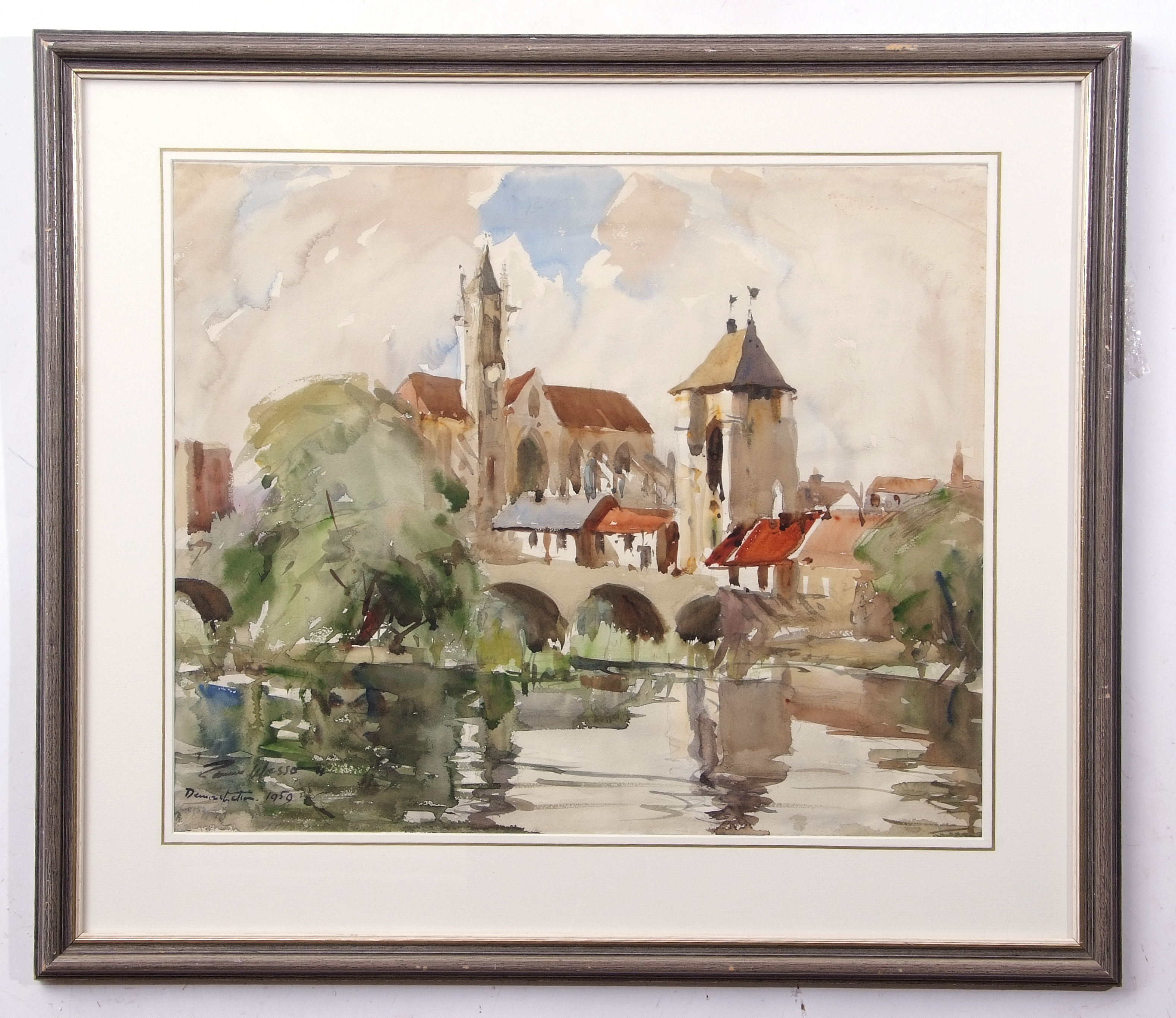 AR Edward Wesson, RI, RBA (1910-1983), "Moret-Sur-Loing, France", watercolour, signed and dated 1950 - Image 2 of 2