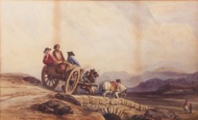 Edward Henry Wehnert (1813-1868), Landscape with travellers in a horse and cart, watercolour, signed