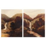 J Howard (19th century), Landscapes with waterfalls, pair of oils on canvas, both signed, 90 x