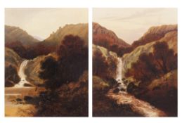 J Howard (19th century), Landscapes with waterfalls, pair of oils on canvas, both signed, 90 x