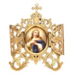 Continental School (19th/20th century) Miniature religious altar piece, painting on porcelain plaque