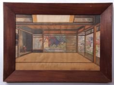 J Yamamoto (19th/20th century), Interior of a Japanese house, watercolour, signed lower right, 31