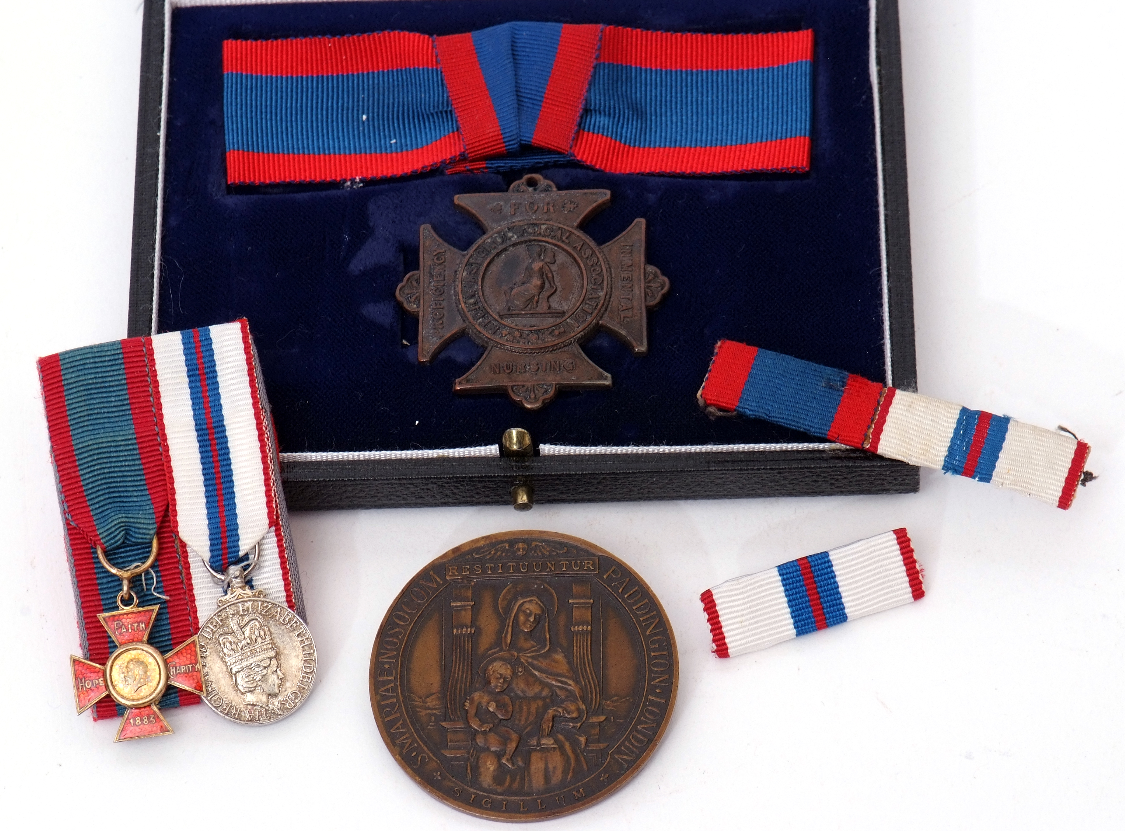 Medal group: George V Royal Red Cross miniature medal with ribbon, 1977 Queen Elizabeth II Jubilee