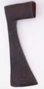 Iron 17th century axe head with proof/slash marks (rubbed), 32cm long