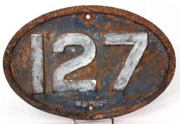 Railway M&GN bridge plate, cast iron, 127, 38cm diam