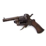Belgian Lefauxchaux system double action 6.5mm percussion revolver with full proof marks, two-