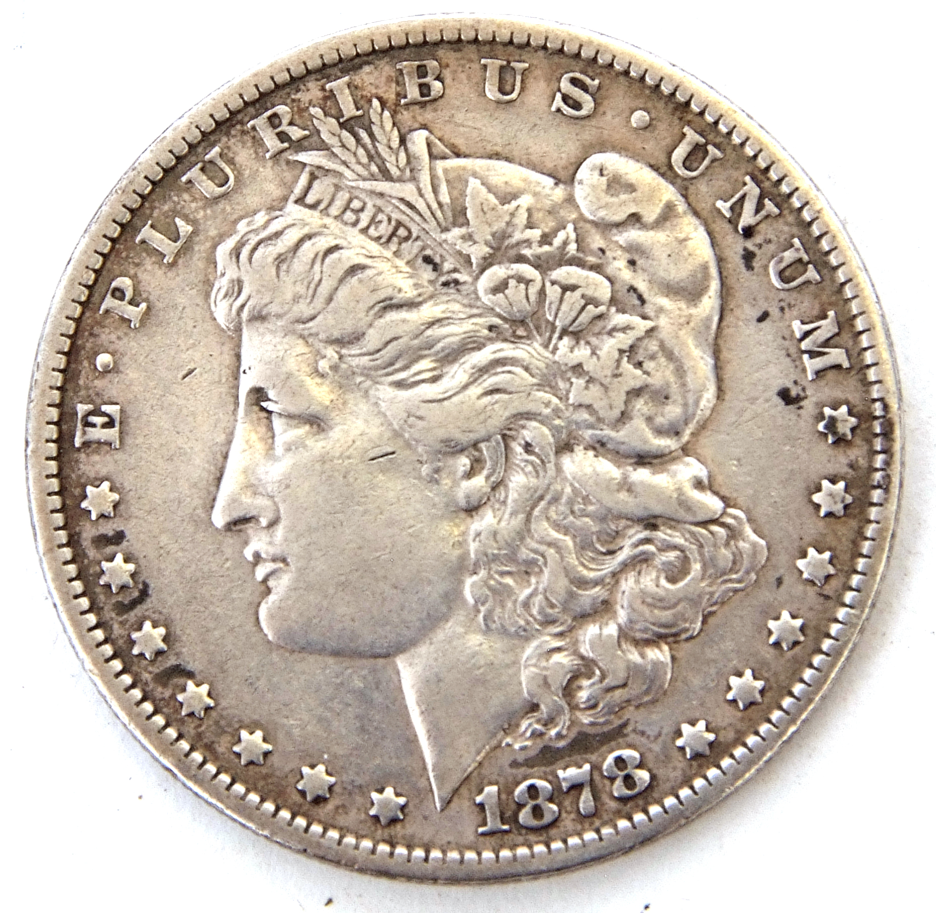 Extremely fine silver 1878 Morgan seven feathered Philadelphia Mint $1 coin - Image 2 of 2