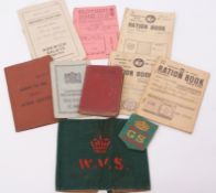 Quantity of WWII Home Front ephemera to include ration books, identity cards, soldier's pay book,