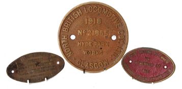 Group of three engine plaques, one marked "This engine is owned by a member of the Norfolk Steam