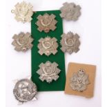 Mixed Lot: nine Scottish Glengarry and feather bonnet cap badges to include Gordon Highlanders,