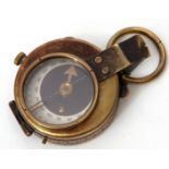 Early 20th century Officer's prismatic military compass in leather case