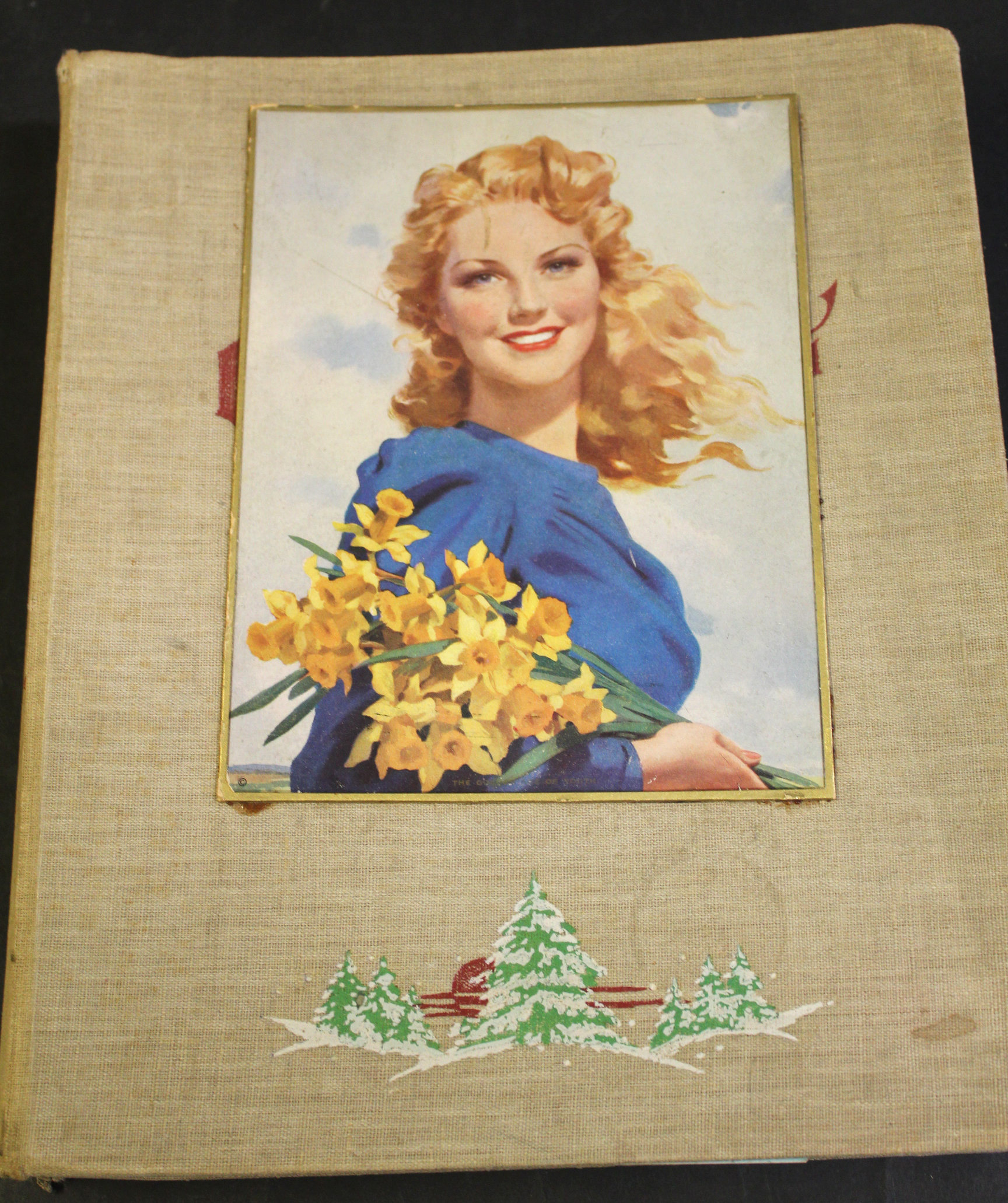 Mid-20th century scrap album with pages containing a number with Christmas themes, with various - Image 2 of 5
