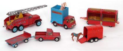 Collection of Corgi Chipperfield Circus vehicles to include elephant enclosures and horse