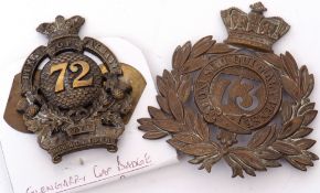 Pair of Victorian Glengarry cap badges to include 1874-1881 72nd Regt of Foot Duke of Albany's