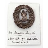 Silver plated 2nd Aberdeen Rifle Volunteers cap badge, worn between 1880 and 1884