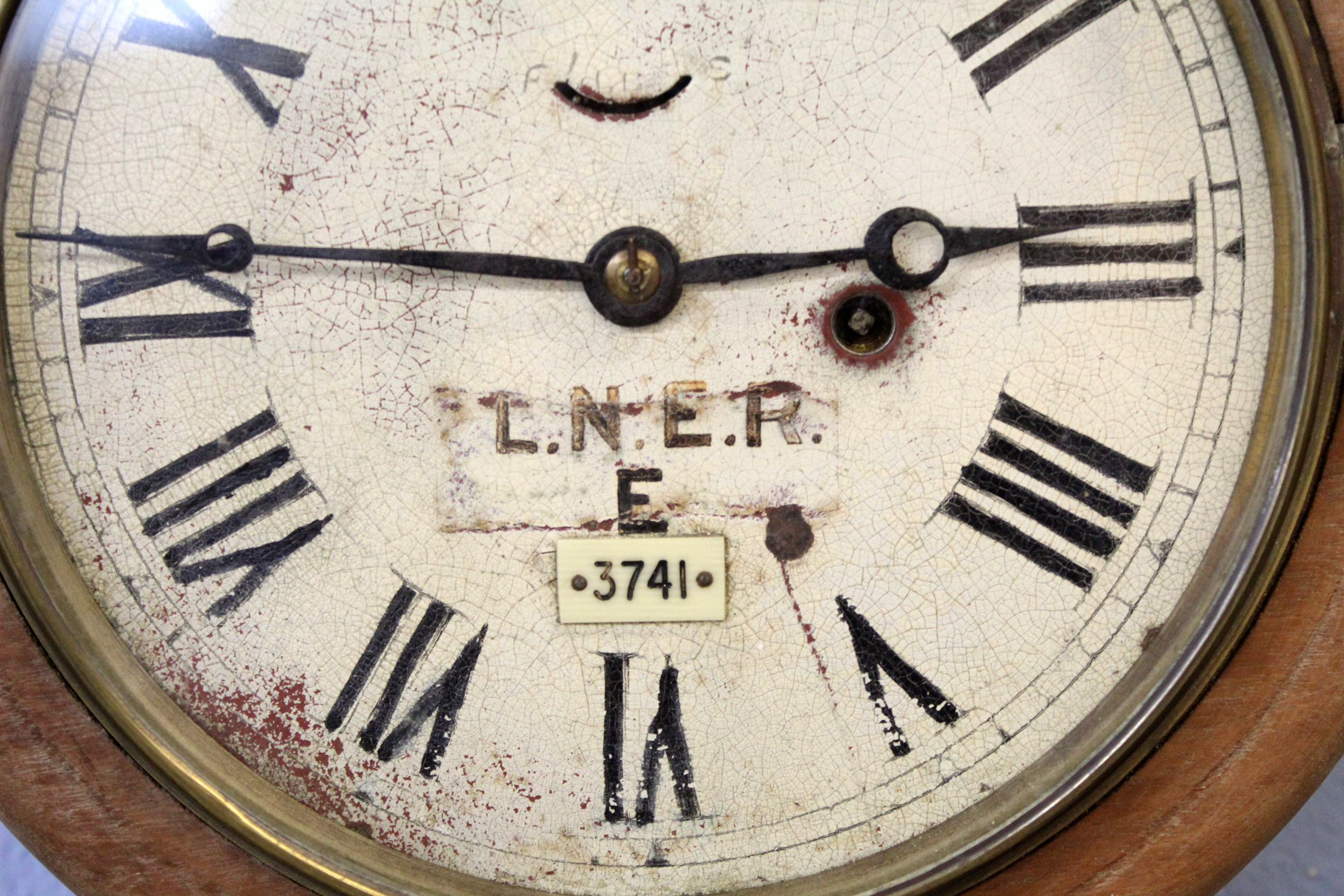 Railway clock, LNER (Eastern), enamel dial with Roman numerals and LNER No 3741 inscribed to back of - Image 2 of 2