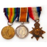 WWI medal trio comprising 1914-15 Star, War Medal and Victory Medal, all impressed to T4-092816