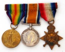 WWI medal trio comprising 1914-15 Star, War Medal and Victory Medal, all impressed to T4-092816