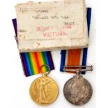 WWI pair comprising War Medal, Victory Medal in original box with paper slips, impressed to 12994