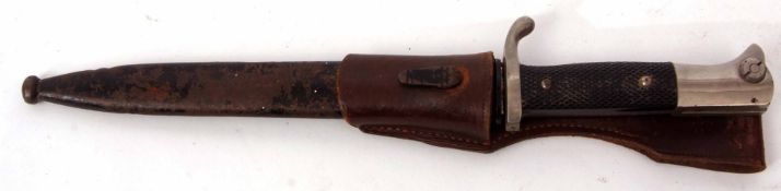 German chrome finished knife bayonet, with fullered single edged blade, stamped to the ricasso, Garl