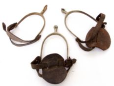 Pair of 20th century military Cavalry spurs together with another single spur (a/f)