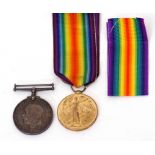 WWI pair to include WWI War Medal minus ribbon, together with Victory Medal, both impressed to 53848