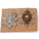 Pair of 42nd Black Watch Royal Highlander cap badges