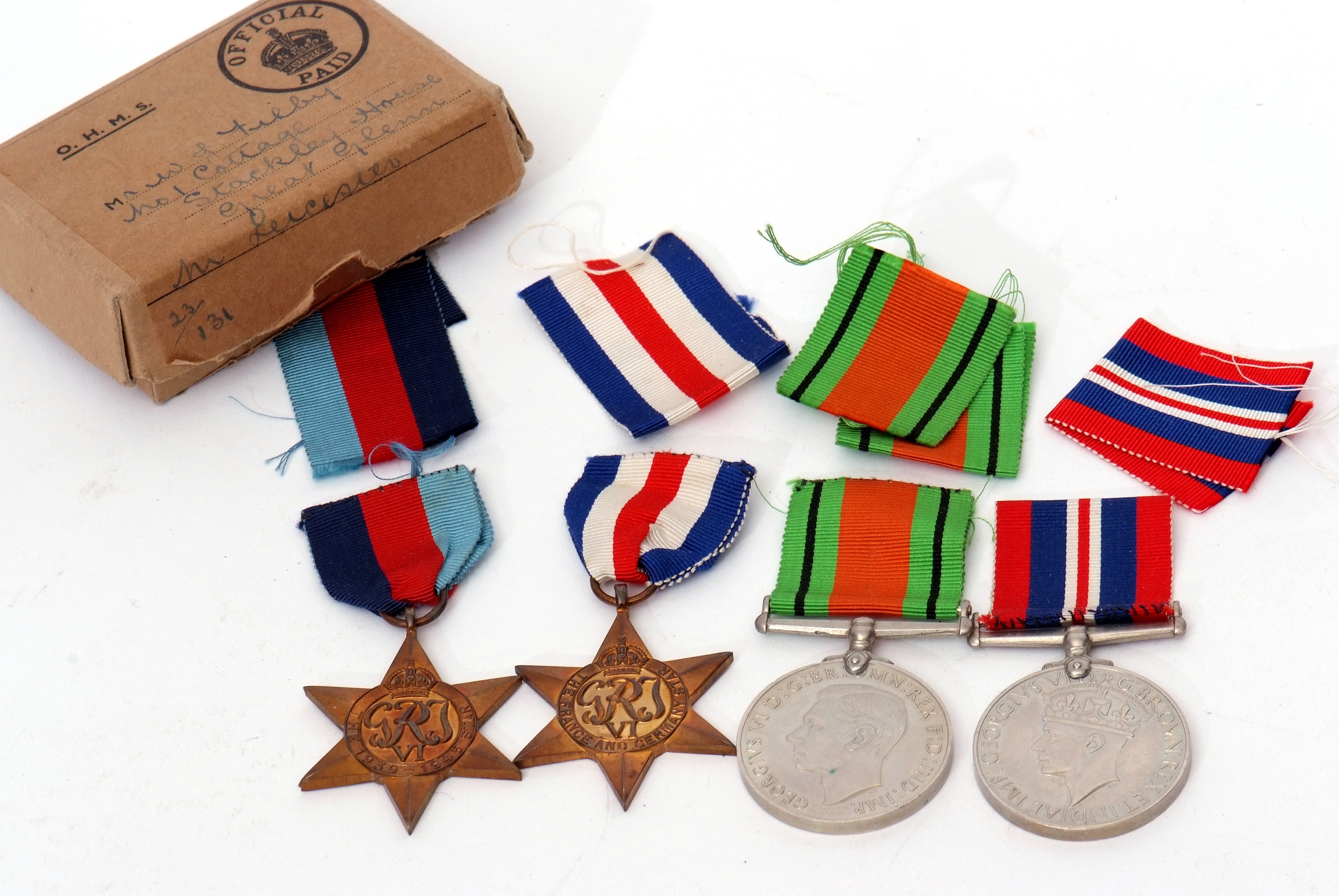 WWII British Medal group of four in original box to include 1939-45 Star, France & Germany Star,