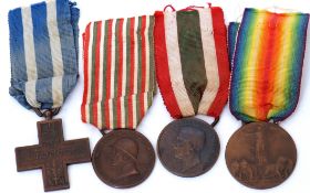 WWI Italian medal group of four to include King Victor Emanuel III Italian War Merit Cross (Croce al