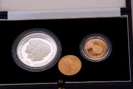 1981 UK proof gold sovereign and Royal Marriage proof silver crown (2), cased with certificates plus