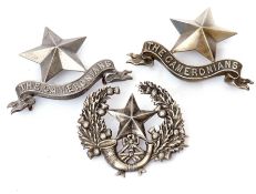 Quantity of three Scottish Glengarry cap badges to include Cameronian badges together with