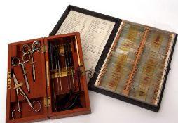 Boxed set of medical or dissecting instruments, retailed by Millikin & Lawley, 165 Strand, London,