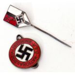 National Socialist NSPAP Third Reich lapel pin, enamelled, together with further