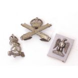 Group of three 20th century silver officer cap badges to include King's Machine Gun Corps, King's
