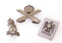 Group of three 20th century silver officer cap badges to include King's Machine Gun Corps, King's