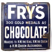 Enamel sign for Fry's Chocolate, makers to HM The King and The Queen and HM Queen Alexandra